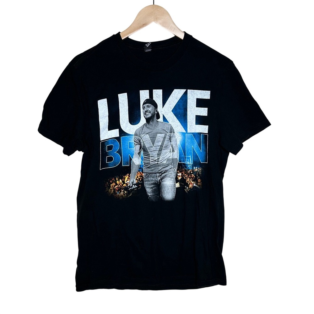 Luke Bryan Double Sided Concert Crewneck Tee size Medium Black/Blue